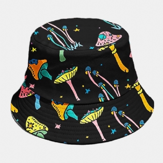 Unisex Bomullsöverdrag Svampmönster Mode Personlighet Sunshade Bucket Hat