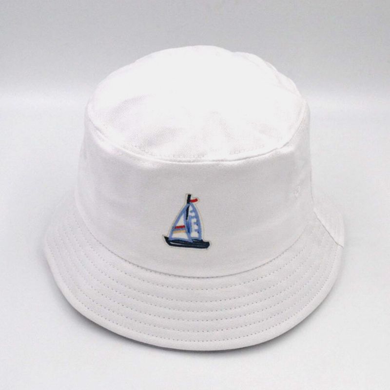 Unisex Bomullssegelbåtsmönster Justerbar Casual Sunshade Bucket Hat