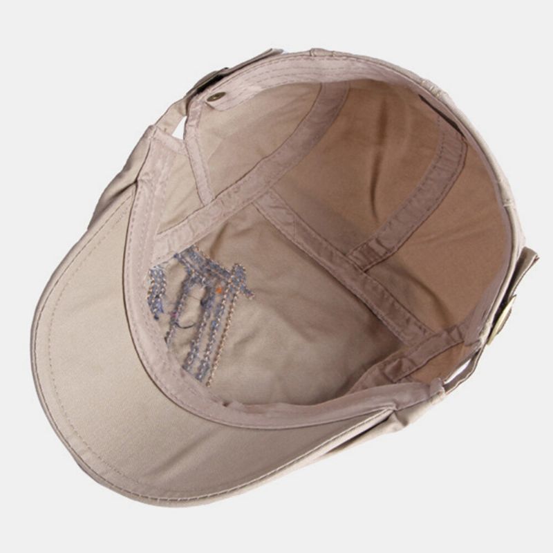 Unisex Brev Metalletikett Baskerkeps Brittisk Retro Sidor Justerbart Spänne Andas Solskydd Framåt Hatt Newsboy Hatt Körhatt