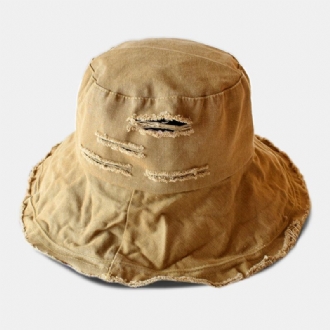 Unisex Brutet Hål Big Brim Bucket Hat Utomhus Solskydd Suncreen Beach Hat