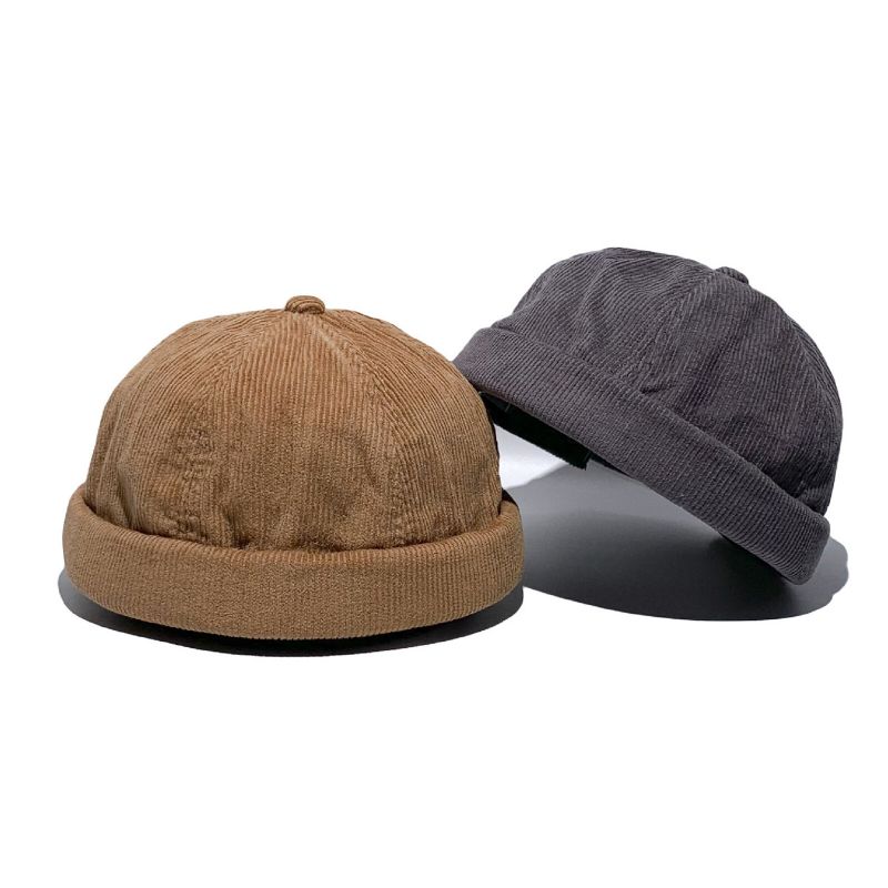 Unisex Corduroy Vintage Casual Justerbar Hip Hop Brättelös Mössa Hyresvärd Hatt Skalkeps