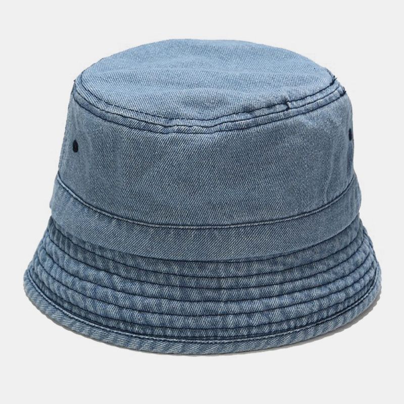 Unisex Denim Brutna Hål Gjorda Gammalmode Utomhussolskydd Bucket Hat