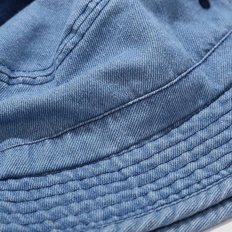 Unisex Denim Brutna Hål Gjorda Gammalmode Utomhussolskydd Bucket Hat