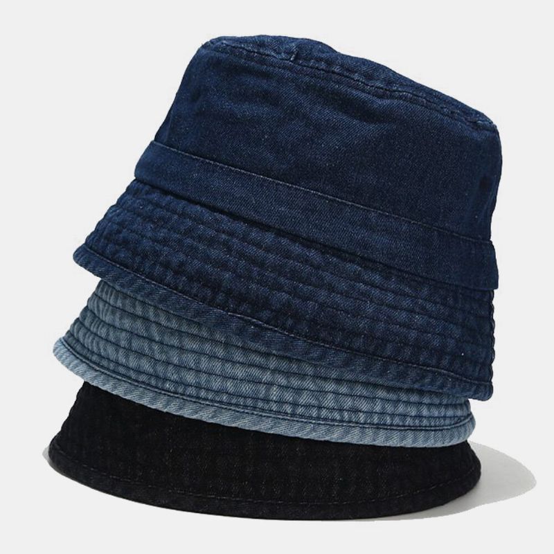 Unisex Denim Brutna Hål Gjorda Gammalmode Utomhussolskydd Bucket Hat