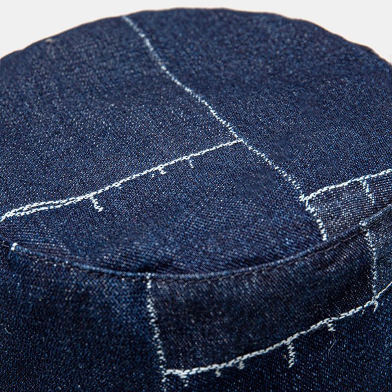 Unisex Denim Distressed Frayed Edge Vintage Casual Solskydd Vikbara Platta Hattar Bucket Hats