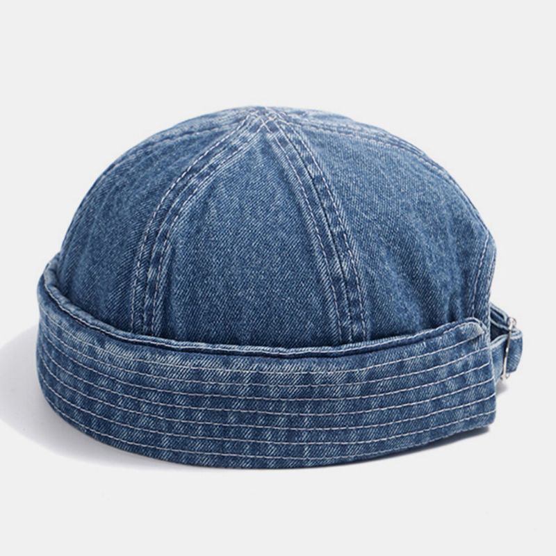 Unisex Denim Enfärgad Retro Modetrend Bäddlös Mössa Hyresvärd Keps Skalkeps