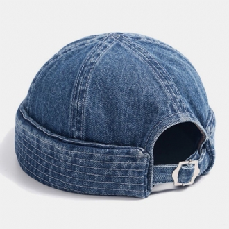 Unisex Denim Enfärgad Retro Modetrend Bäddlös Mössa Hyresvärd Keps Skalkeps