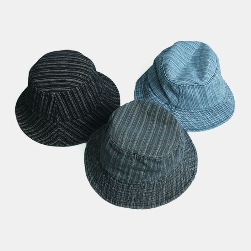 Unisex Denim Randmönster Casual Travel Sunshade Bucket Hat