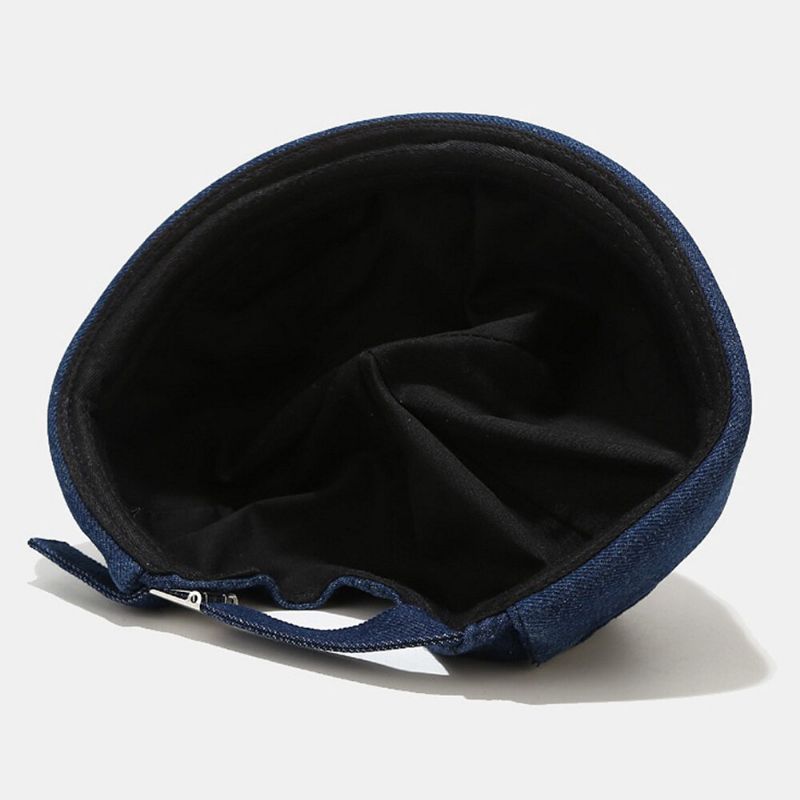 Unisex Denim Trasiga Hål Gjorda Gammalmode Utomhus Brättelös Mössa Hyresvärd Keps Skull Cap