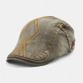 Unisex Dubbel Broderitråd Diamond Grid Ivy Keps Justerbar Casual Twill Keps Basker Keps Flat Hat