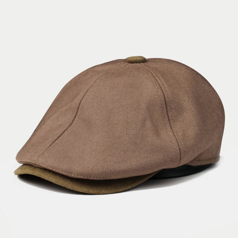 Unisex Enfärgad Brittisk Stil Retro Kortbrättad Cowboyhatt Åttakantig Hatt Platt Hatt Tidningspojkehatt Målare Baskerhatt