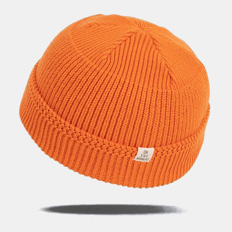 Unisex Enfärgad Elastisk Stickad Keps Höst Vinter Varm Andas Döskalle Keps Bräddlös Beanie Hyresvärd Keps