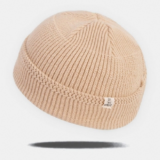 Unisex Enfärgad Elastisk Stickad Keps Höst Vinter Varm Andas Döskalle Keps Bräddlös Beanie Hyresvärd Keps