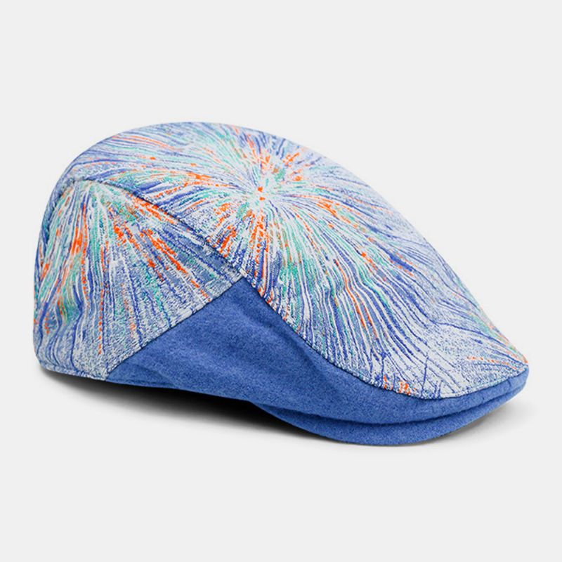 Unisex Färgbroderi Jacquard Utomhussolskydd Pläd Baskerkeps Platt Hatt Målarhatt