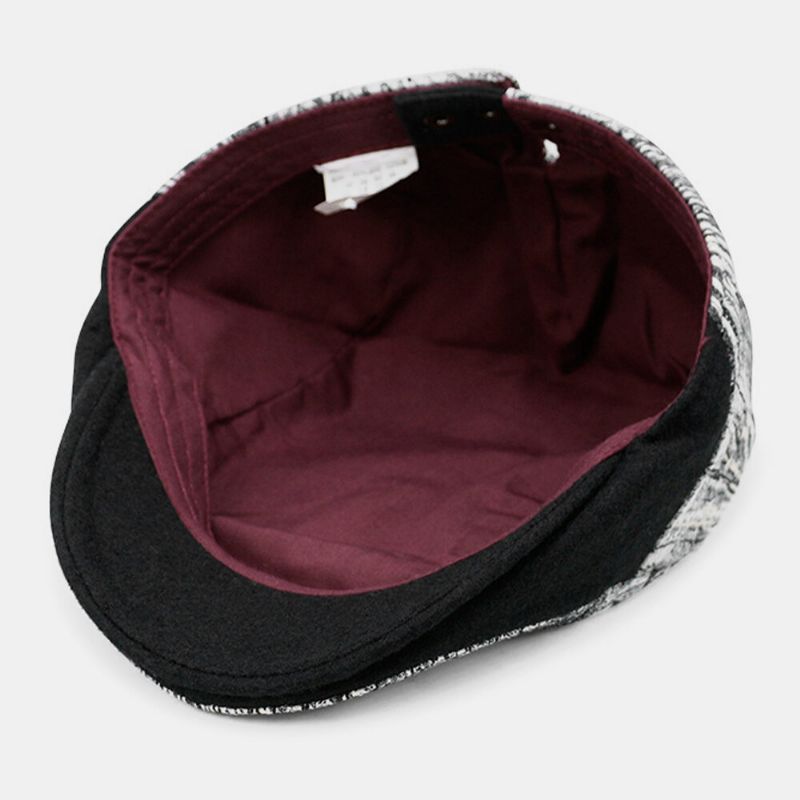 Unisex Färgbroderi Jacquard Utomhussolskydd Pläd Baskerkeps Platt Hatt Målarhatt