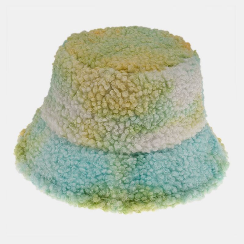 Unisex Filt Lammhår Tie-dye Plus Tjocka Varm Vindtät Mjuk Bucket Hat