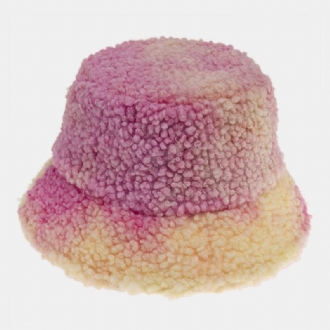 Unisex Filt Lammhår Tie-dye Plus Tjocka Varm Vindtät Mjuk Bucket Hat