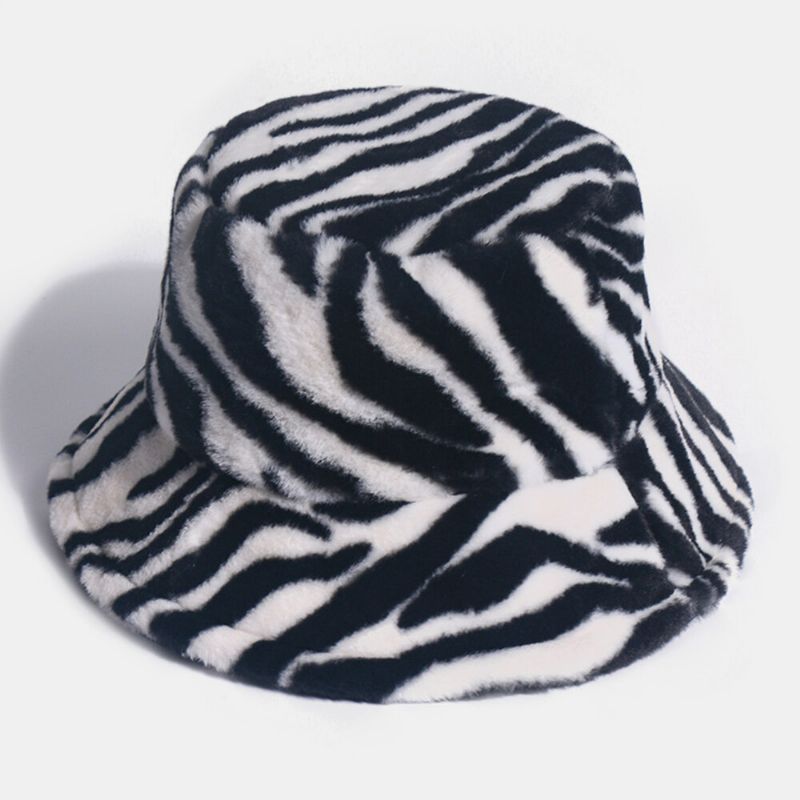 Unisex Filtzebramönster Plus Tjock Och Sammet Varm Vindtät Mjuk All-match Bucket Hat