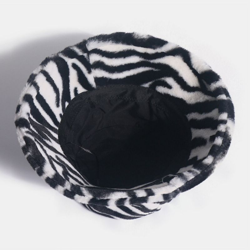 Unisex Filtzebramönster Plus Tjock Och Sammet Varm Vindtät Mjuk All-match Bucket Hat