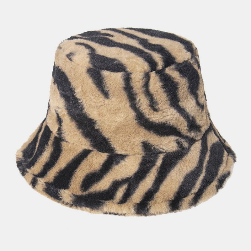 Unisex Filtzebramönster Plus Tjock Och Sammet Varm Vindtät Mjuk All-match Bucket Hat