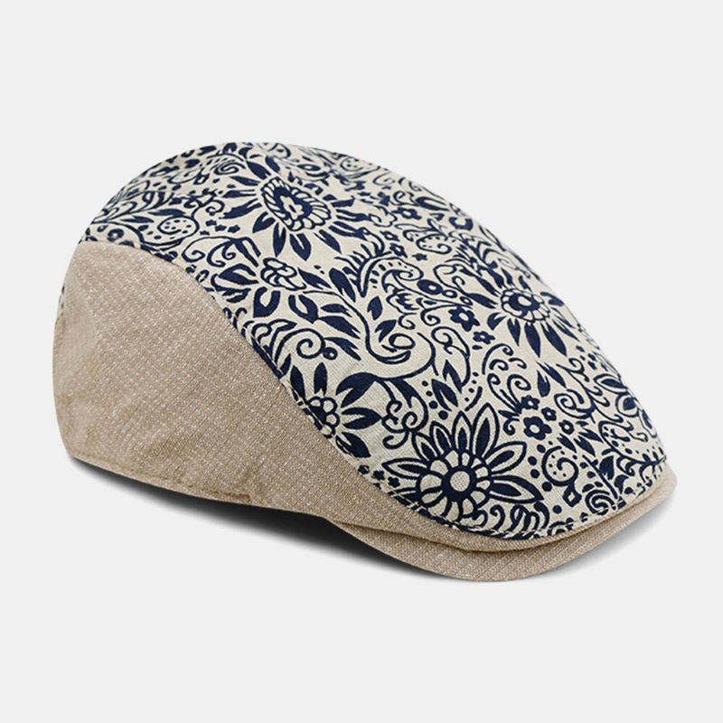 Unisex Flat Hat Overlay Cashew Blommor Mönster Vilda Andas Solskydd Framåt Cap Basker Cap