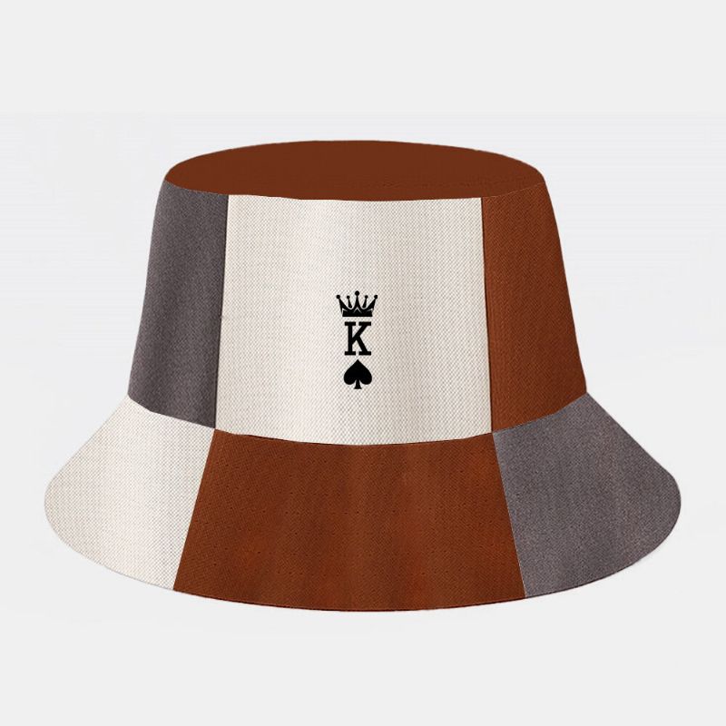 Unisex Fyrkantig Pläd Färgmatchande Solskyddshatt Casual Wild Kontrastfärg Pokermönster Bucket Hat