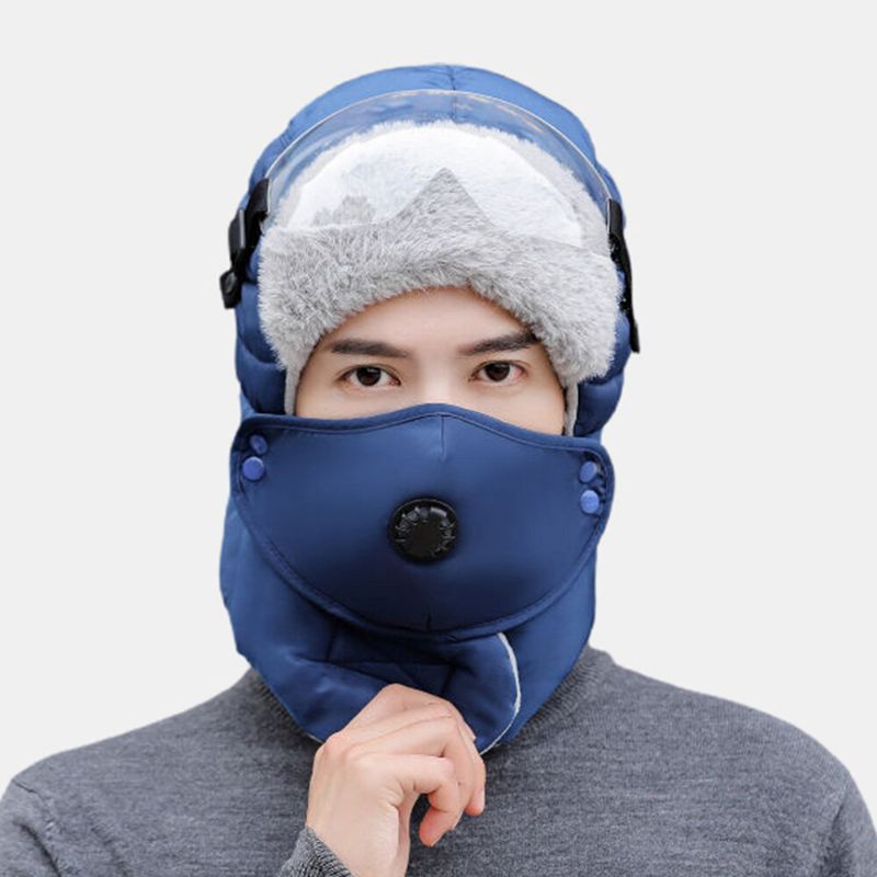 Unisex Höst Vinter Varm Trapper Hatt Med Skyddsglasögon Vuxen Utomhus Cykling Vindtätt Hörselskydd Tjocka Bomber Hattar Skid Hattar