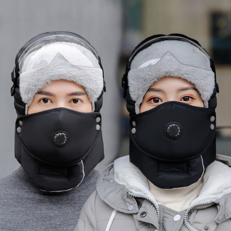 Unisex Höst Vinter Varm Trapper Hatt Med Skyddsglasögon Vuxen Utomhus Cykling Vindtätt Hörselskydd Tjocka Bomber Hattar Skid Hattar