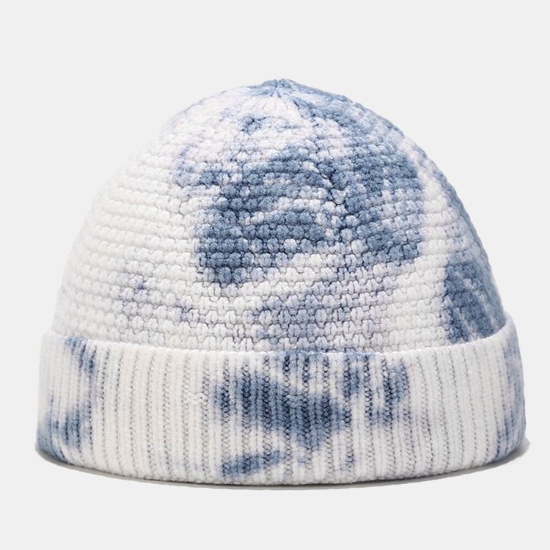 Unisex Irregular Tie-dye Mönster Stickad Keps Street Hip Hop Justerbar Andas Varmt Solskydd Hyresvärd Keps Beanie Skull Cap