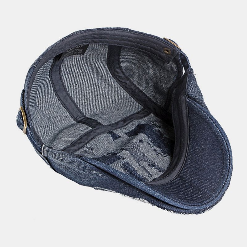 Unisex Jeanstvättad Fabrikat Gammalt Hål Andas Casual Solskydd Framåt Cap Basker Keps Platt Hatt