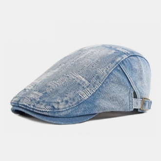 Unisex Jeanstvättad Fabrikat Gammalt Hål Andas Casual Solskydd Framåt Cap Basker Keps Platt Hatt