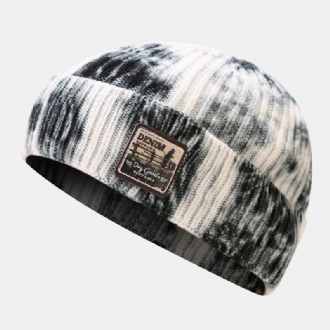 Unisex Kärnspunnet Garn Stickat Tie-dye Cartoon Patch Mode Warmth Beanie Hat