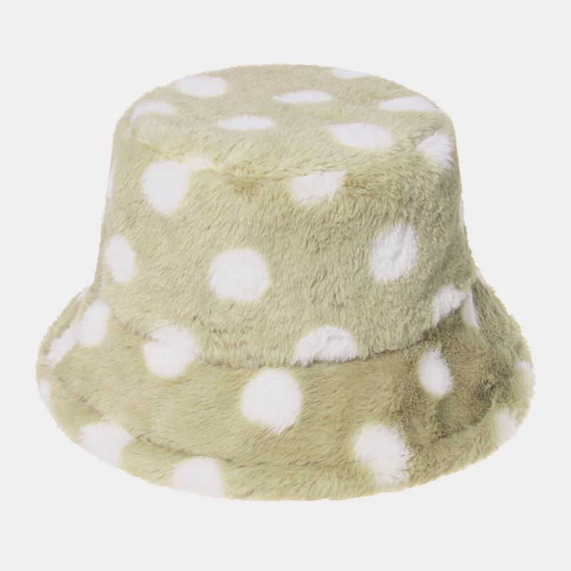 Unisex Kaninhår Färgglada Prickar Mönster Plus Tjocka Varm Vindtät Mjuk All-match Travel Bucket Hat