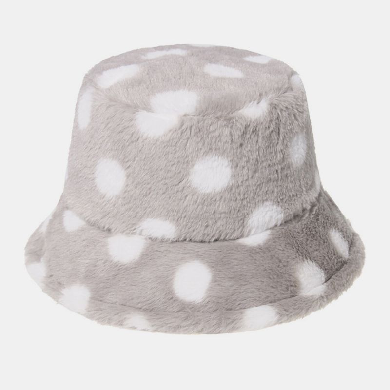 Unisex Kaninhår Färgglada Prickar Mönster Plus Tjocka Varm Vindtät Mjuk All-match Travel Bucket Hat