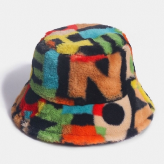 Unisex Kaninhår Kontrast Färg Antal Utskrift Casual Outdoor Mode Visir Bucket Hat