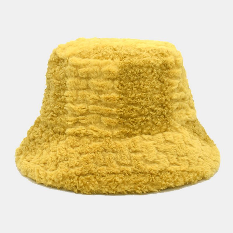 Unisex Lammhår Kontrastfärg Casual Varm Parhatt Bucket Hat