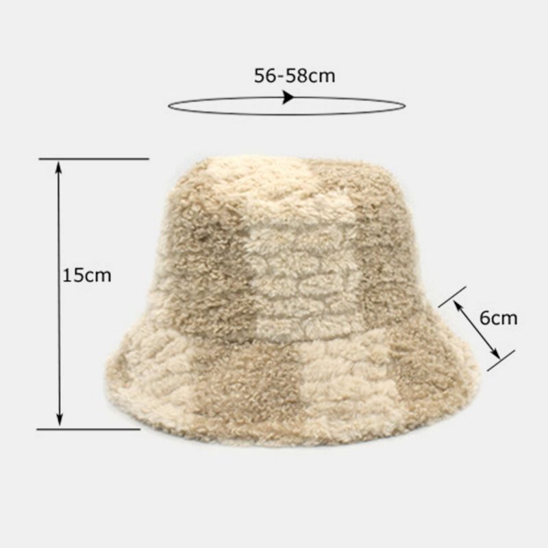 Unisex Lammhår Kontrastfärg Casual Varm Parhatt Bucket Hat