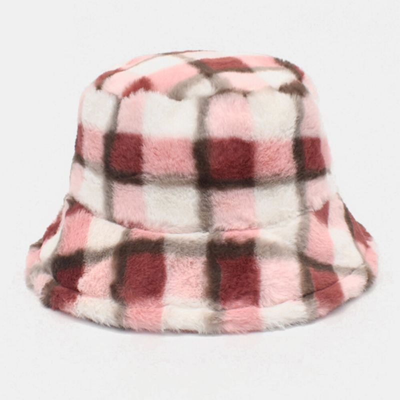 Unisex Lammhår Kontrastfärg Varm Casual Parhatt Bucket Hat