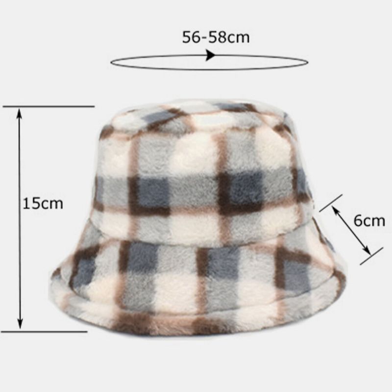 Unisex Lammhår Kontrastfärg Varm Casual Parhatt Bucket Hat