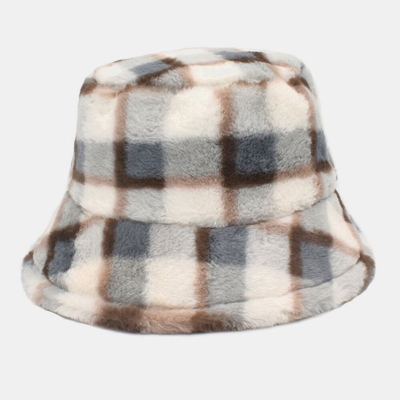 Unisex Lammhår Kontrastfärg Varm Casual Parhatt Bucket Hat