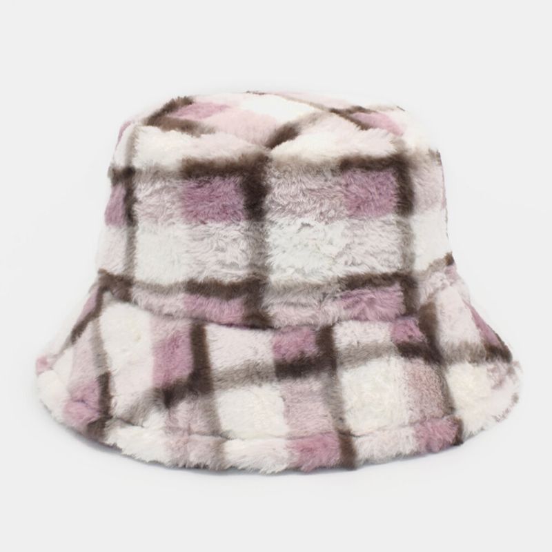 Unisex Lammhår Kontrastfärg Varm Casual Parhatt Bucket Hat