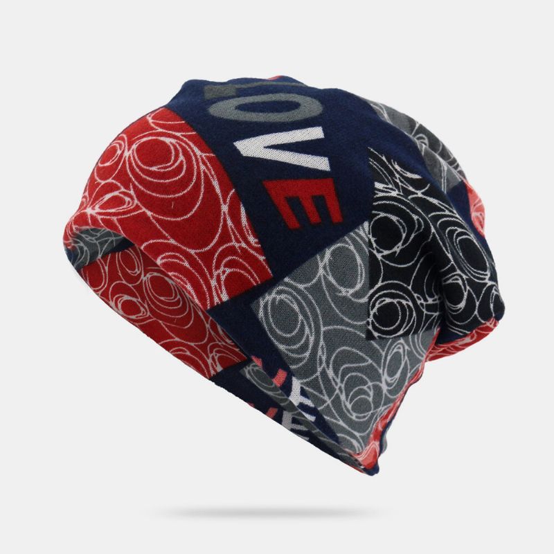 Unisex Letter Print Twist Hat Beanie Hat