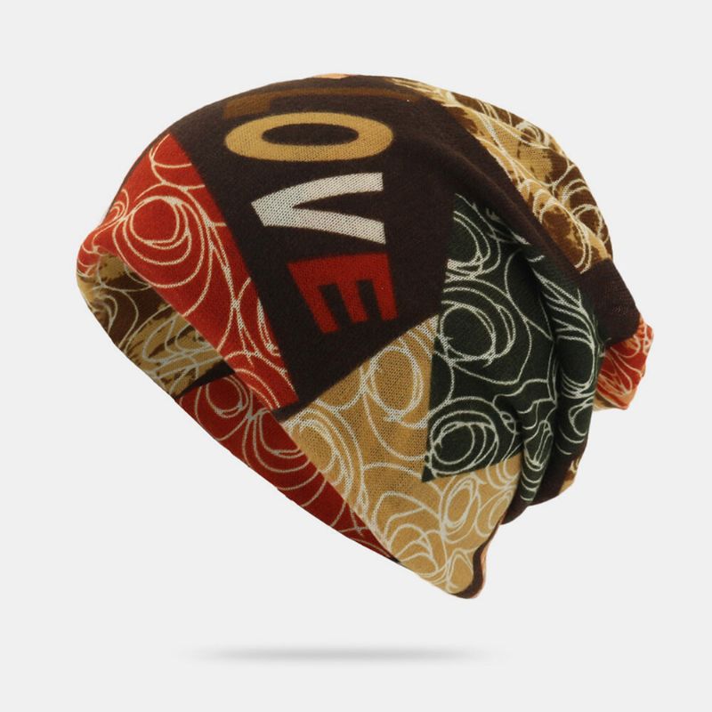 Unisex Letter Print Twist Hat Beanie Hat