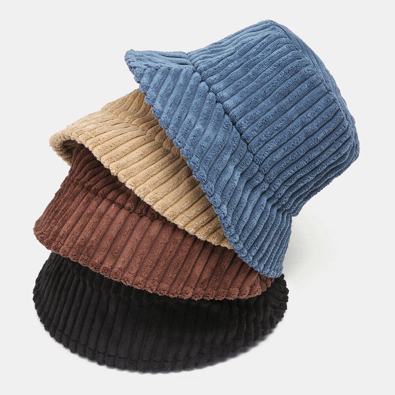 Unisex Manchester Ränder Mönster Enfärgad Varmt Hörselskydd Par Hatt Bucket Hat