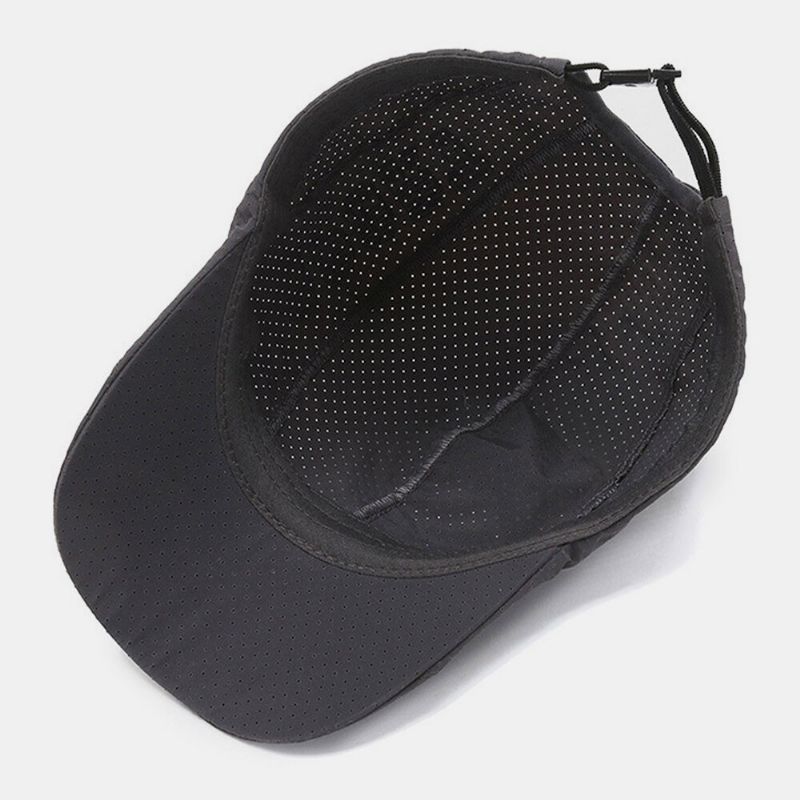 Unisex Mesh Hollow Out Bokstäver Mönster Snabbtork Utomhus Casual Solskydd Tunn Framåt Hatt Basker Hatt Flat Hat