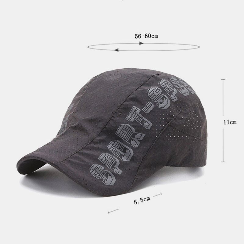 Unisex Mesh Hollow Out Bokstäver Mönster Snabbtork Utomhus Casual Solskydd Tunn Framåt Hatt Basker Hatt Flat Hat