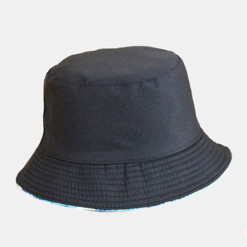 Unisex Överläggsblad Tryck Vändbar Bucket Hat Dubbelsidig Solhatt Solhatt Sommarresor Strandhatt