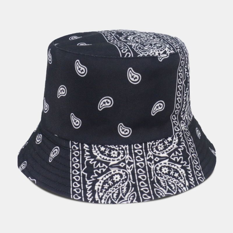 Unisex Overlay Cashew-tryck Bucket Hat Blandade Färgsömmar Casual Solskyddshatt