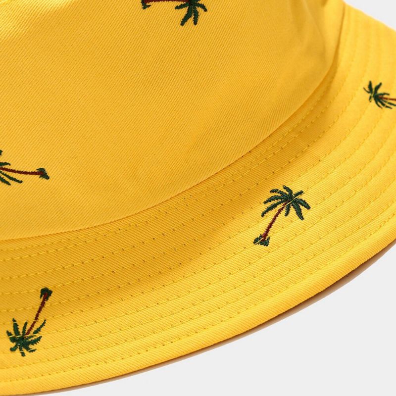 Unisex Overlay Coconut Brodery Mönster Solhatt Sommar Utomhus Casual Sunshade Bucket Hat