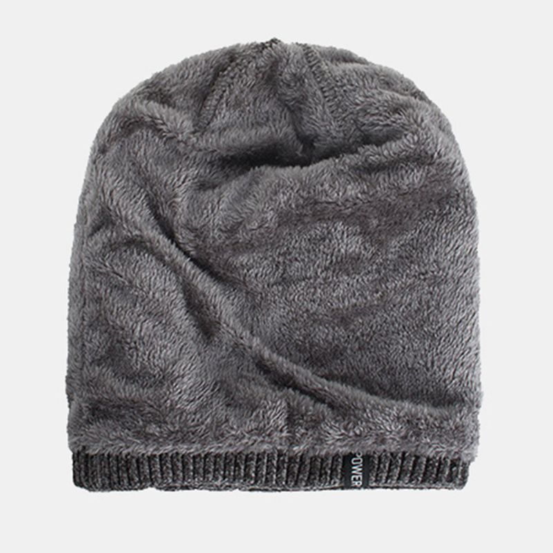 Unisex Plus Sammet Horisontell Vertikalt Randigt Mönster Stickad Mössa Scarf Set Casual Outdoor Vindtät Varm Elastisk Haklapp Beanie Hatt